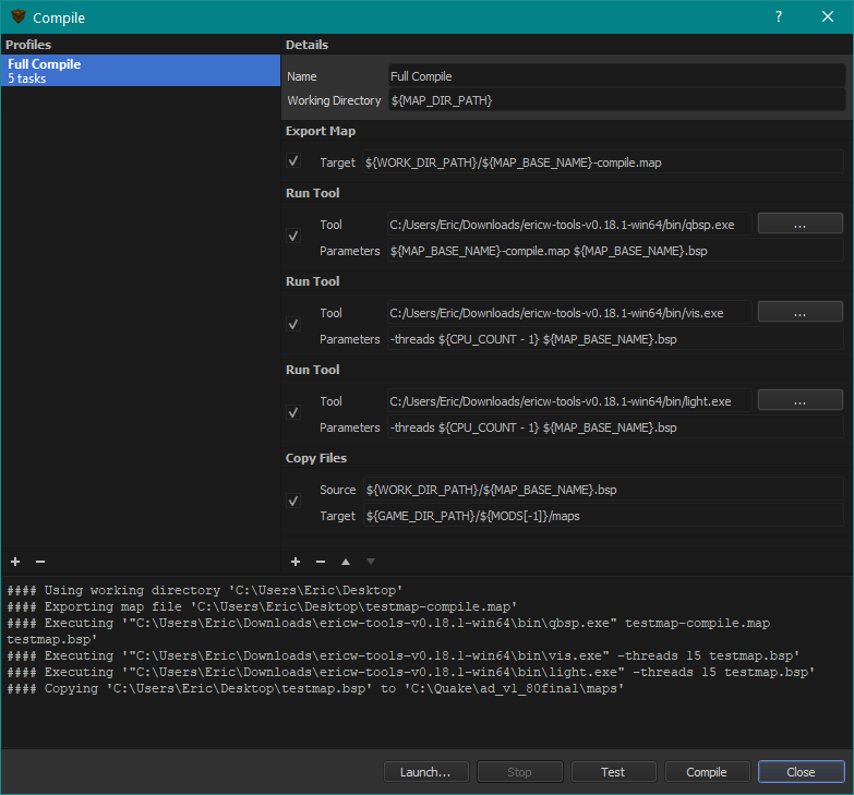 编译对话框（Windows 10）