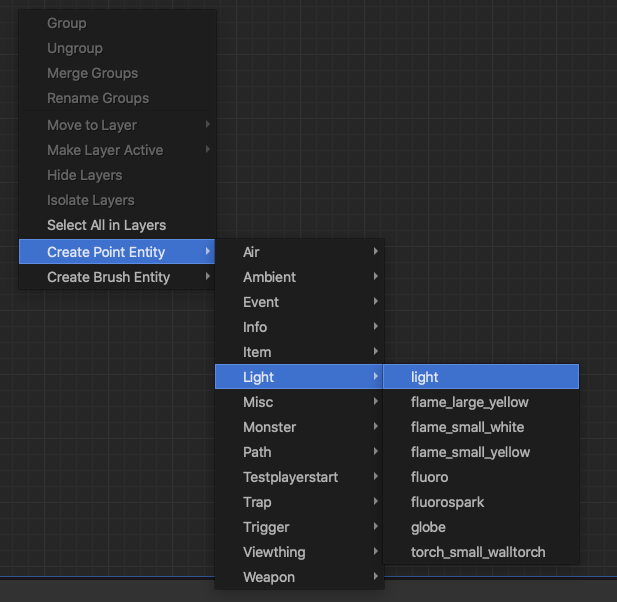 通过上下文菜单放置实体（Mac OS X）