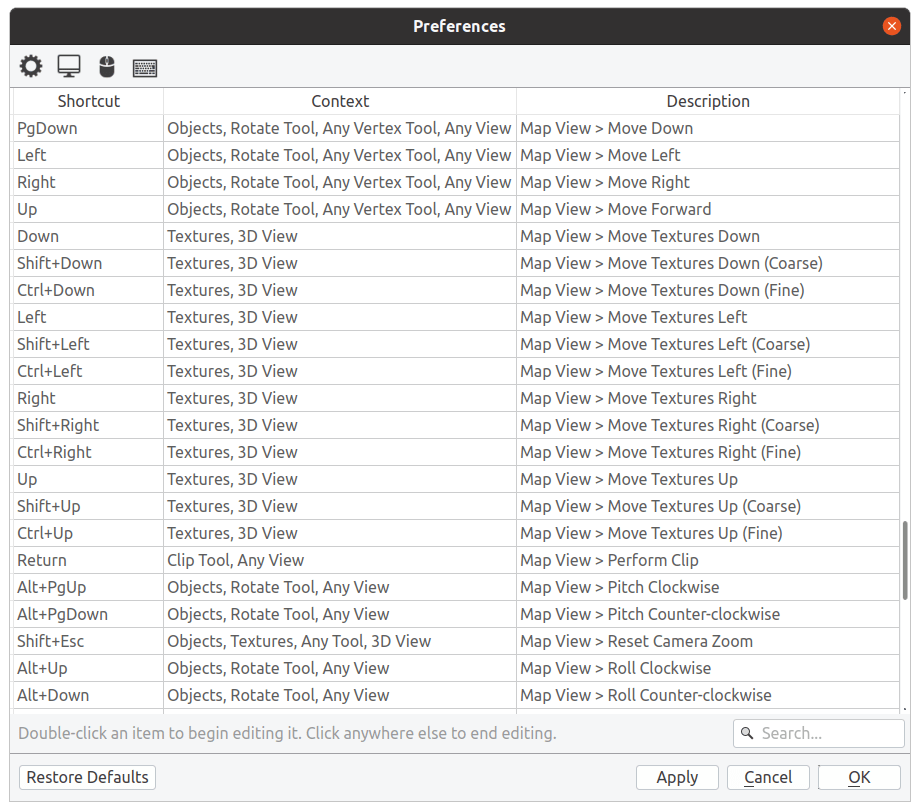 键盘配置对话框（Ubuntu Linux）