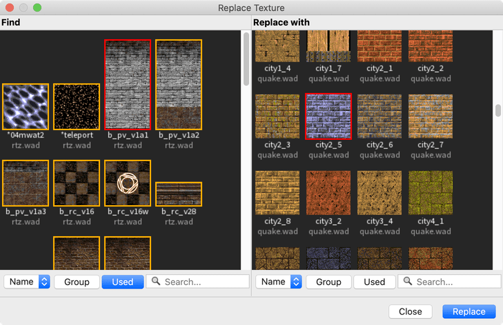 材质替换窗口（Mac OS X）