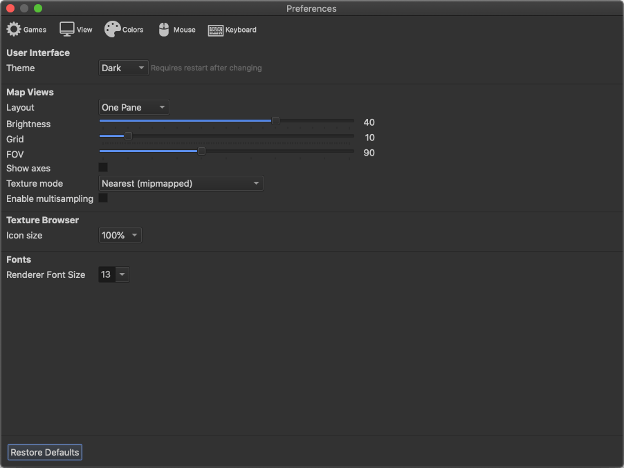 视图偏好设置 (macOS)